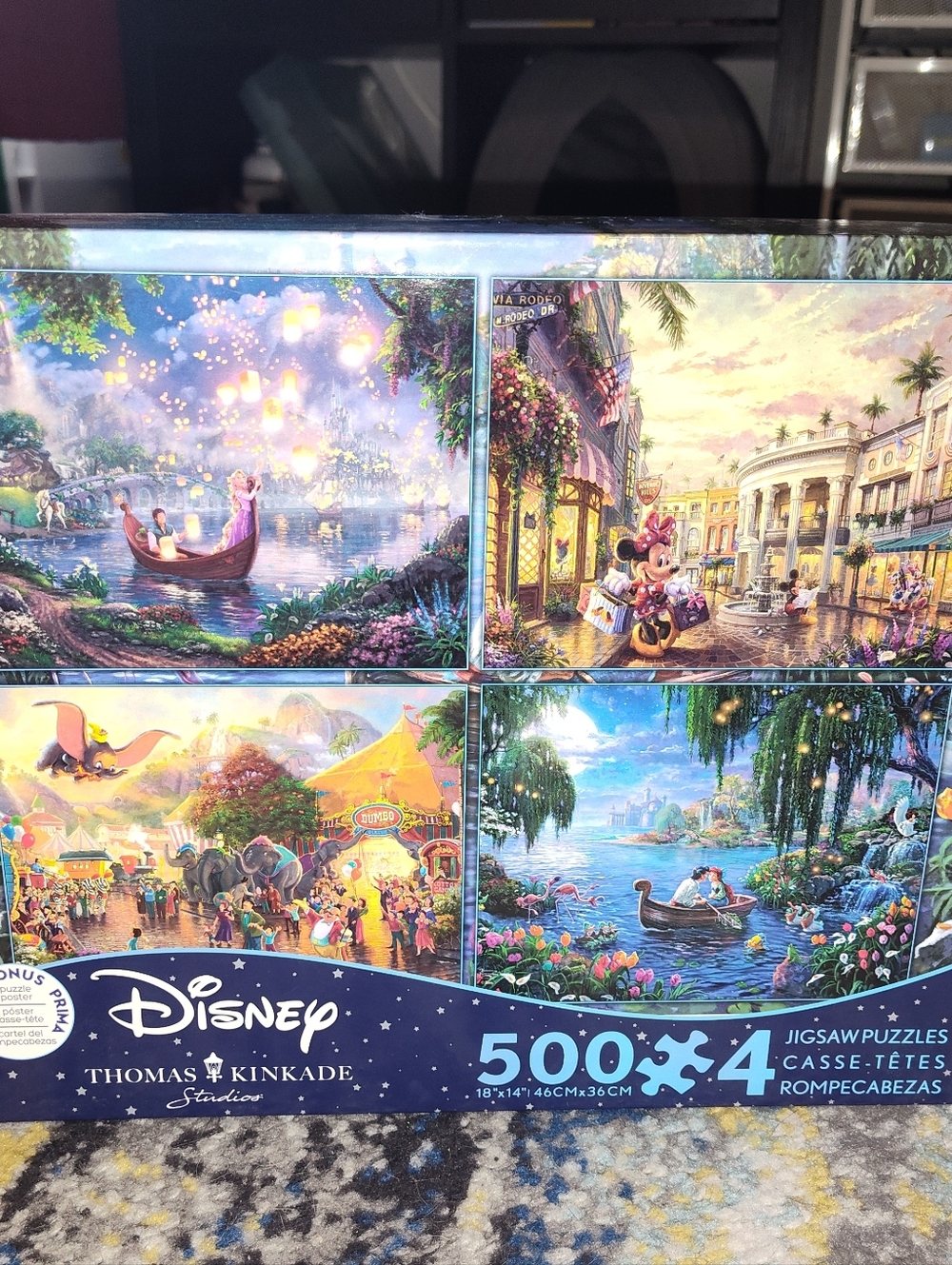 New Disney Thomas Kinkade 4-Pack 500-Piece Jigsaw Puzzle Sets